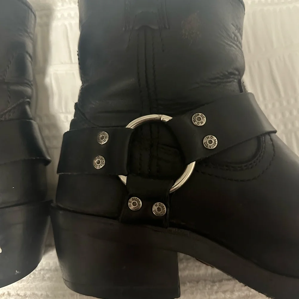 Harley Davidson Black Leather Harness Ankle Boots - Picture 9 of 13